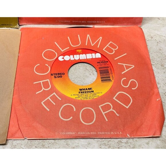 Wham! 45 Record Lot of 4 Pop Freedom Wake Me Up Edge of Heaven Blue - Picture 4 of 8